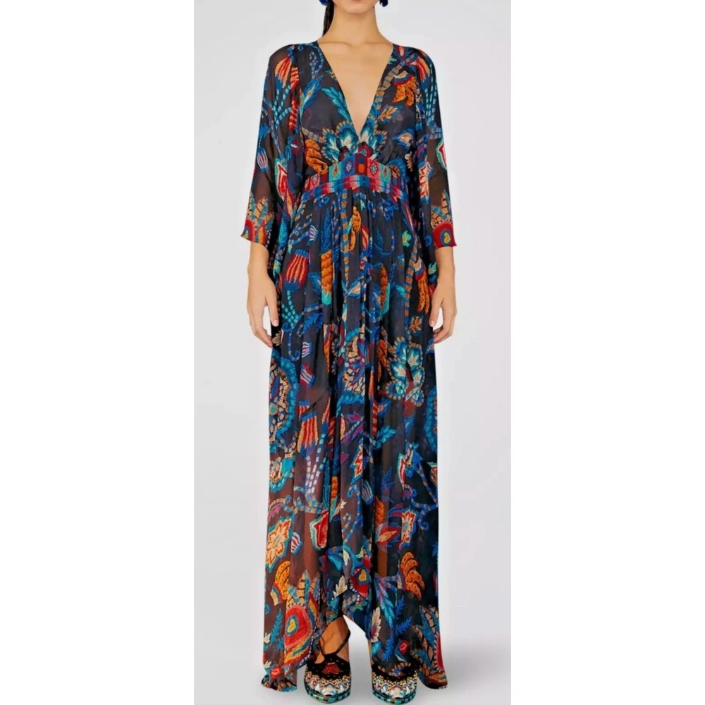 FARM Rio Sunset Tapestry Multicolor Floral Maxi Kaftan Dress, NWT - Picture 1 of 10